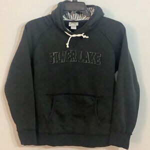 Black Hoodie "Silver Lake "  Grunge Look Medium Unisex